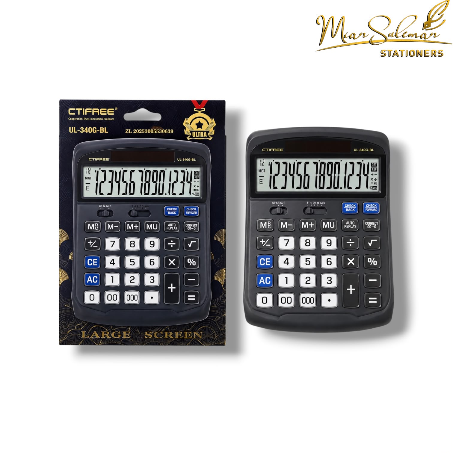 Ctifree Calculator Ul-340G-BL Large Screen