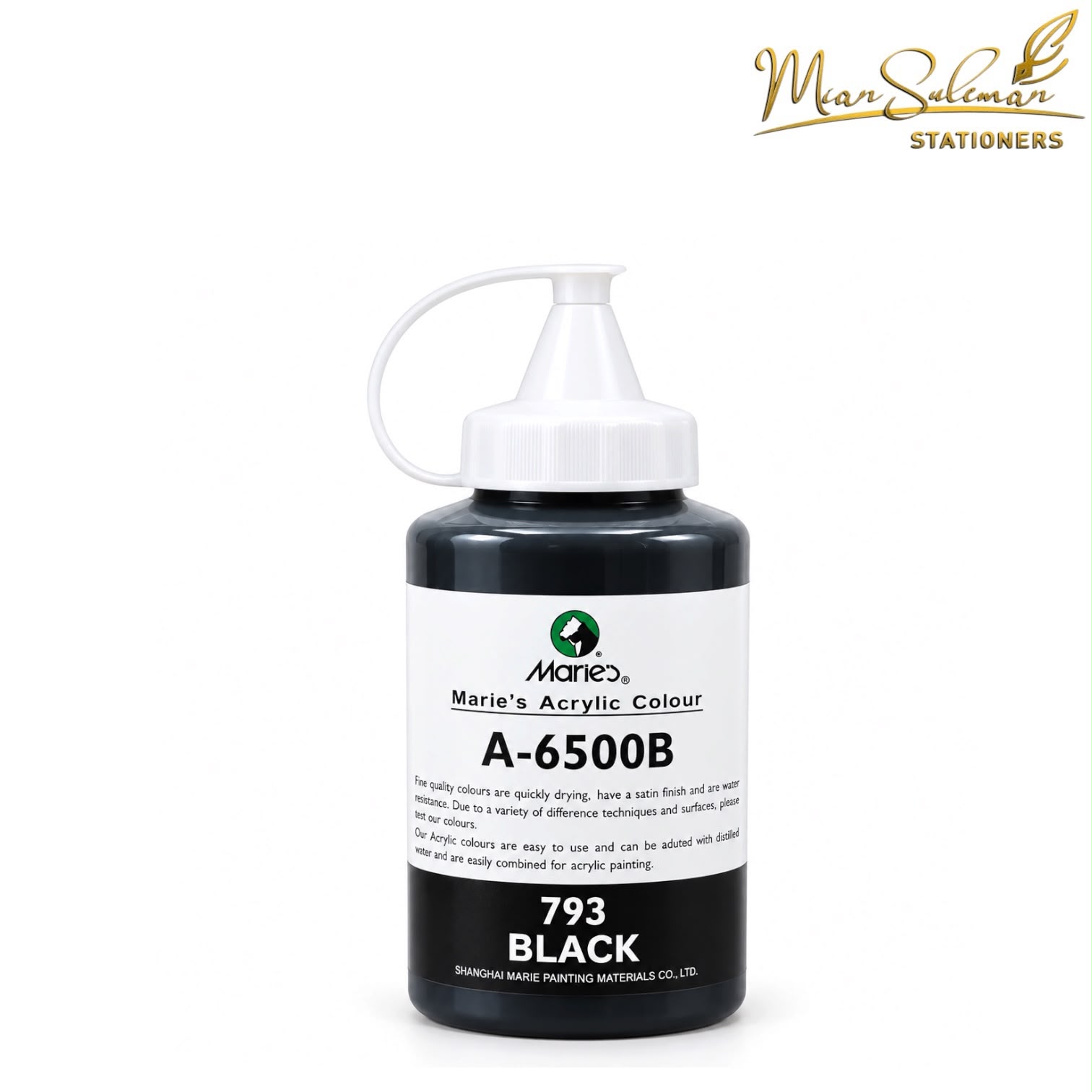 Maries Acrylic Paint Colour 500ml Nozzle Jar 793 Black