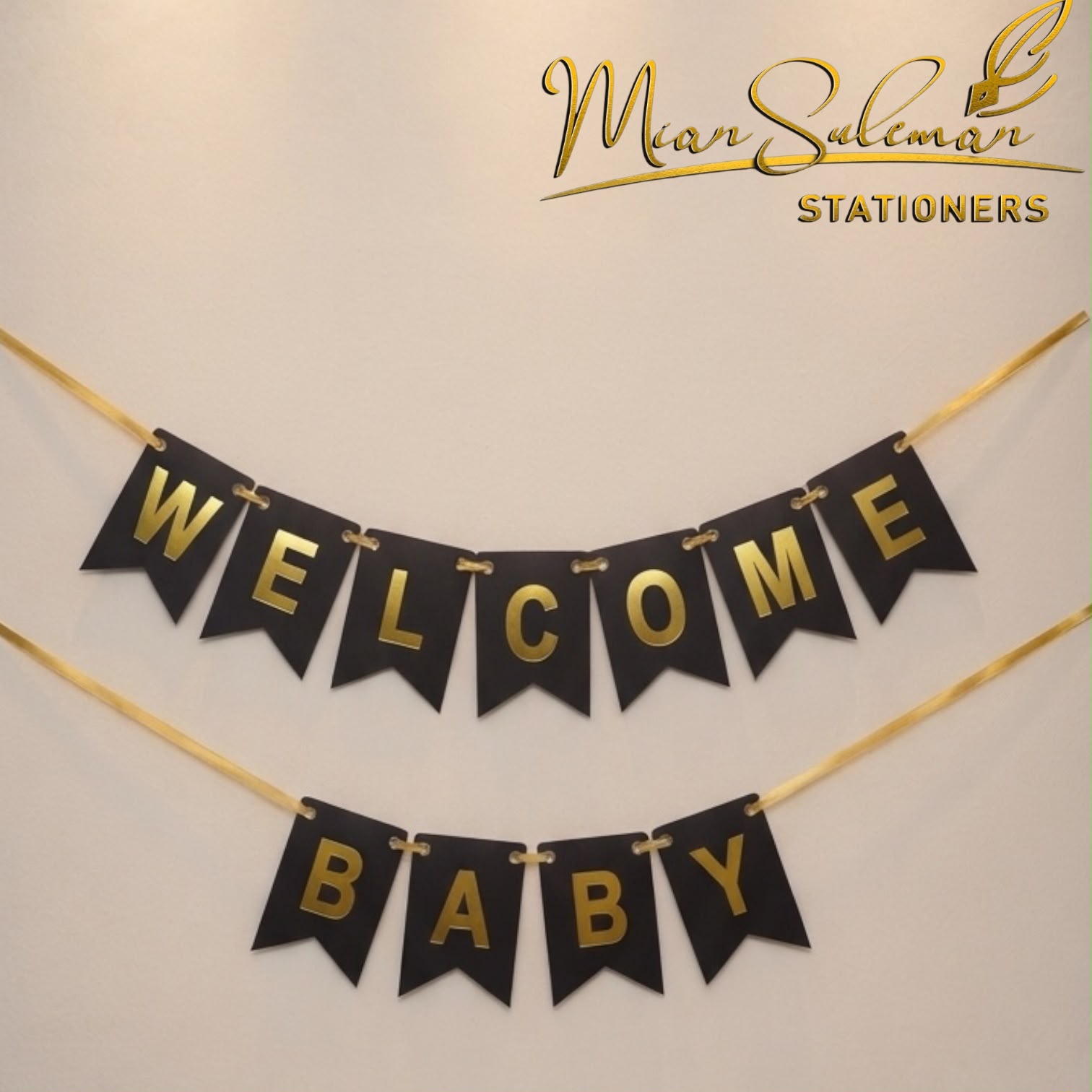WellCome Baby Card Bunting Banner