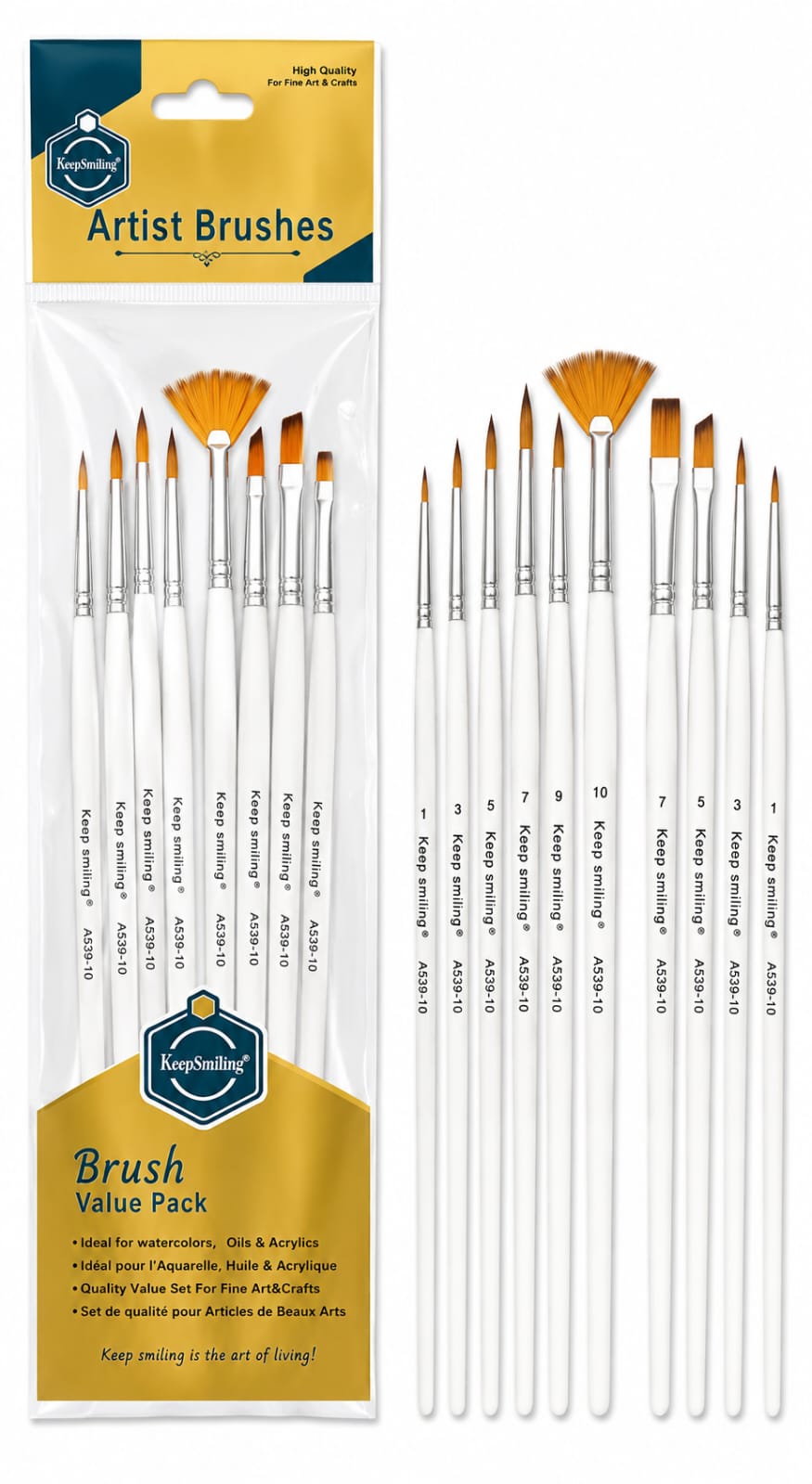 Keep Smiling Artist Brush Value Pack 8 Pcs Set