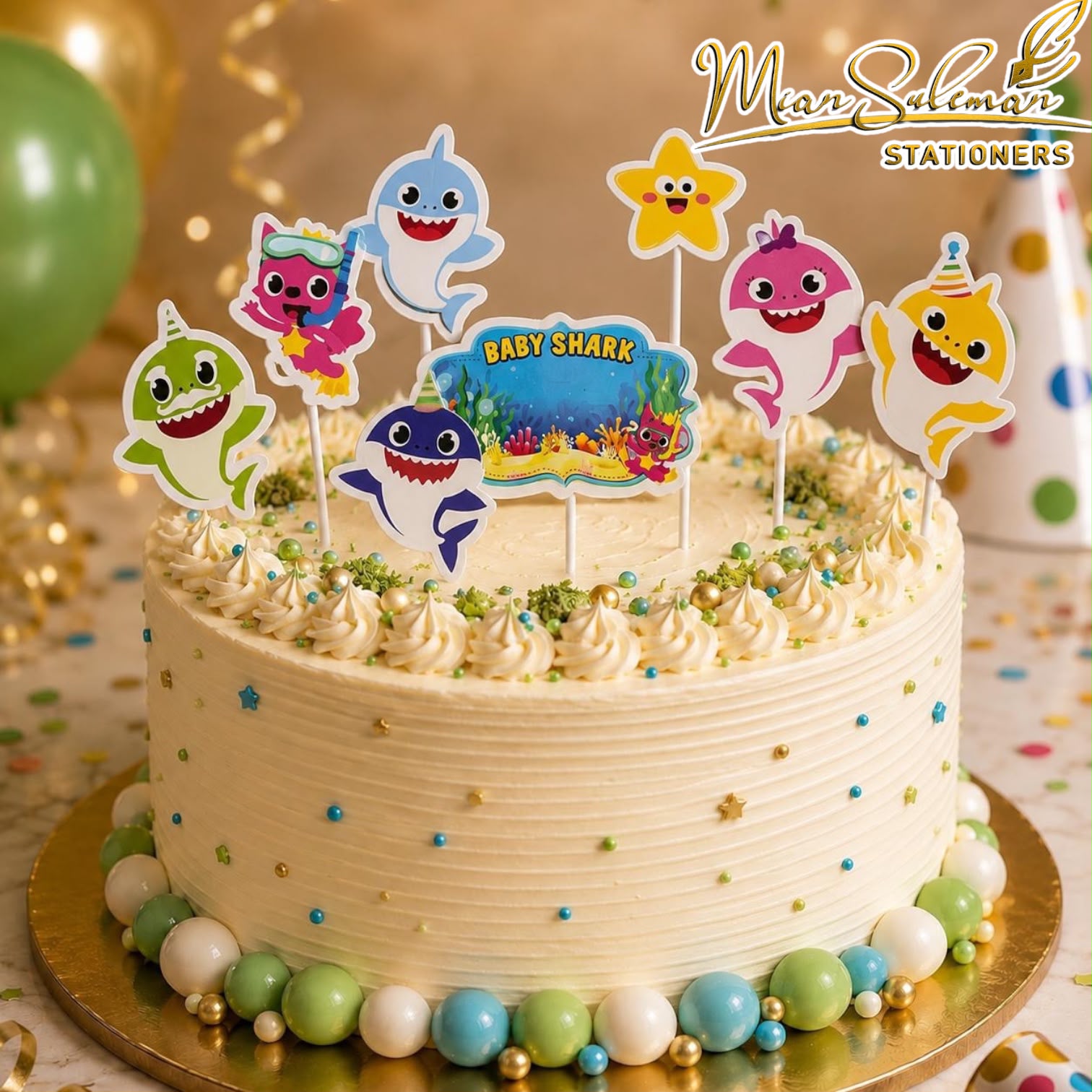 Happy Birthday Cake Toper Smile Shapes