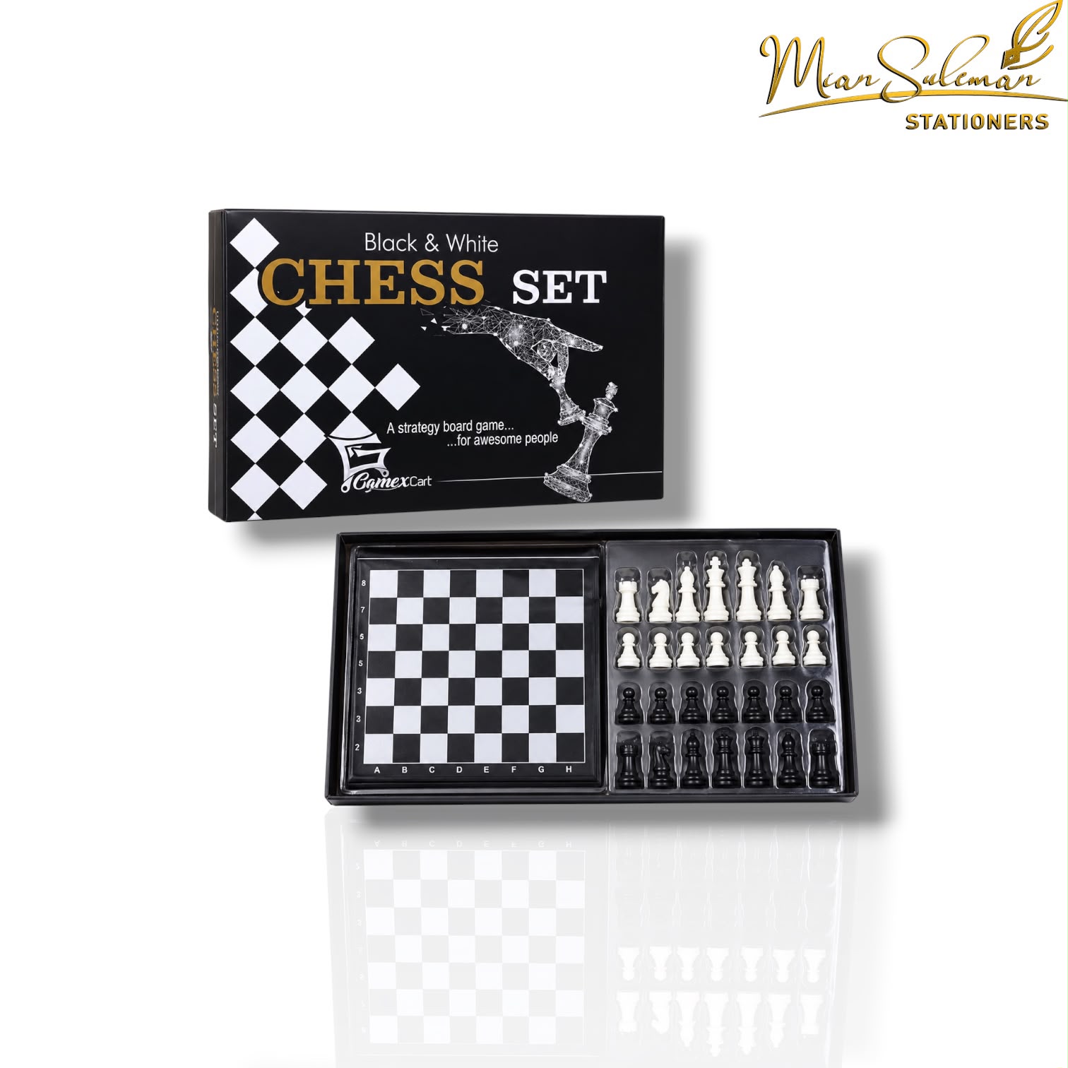 Gamex Cart Balck&White Chess Set