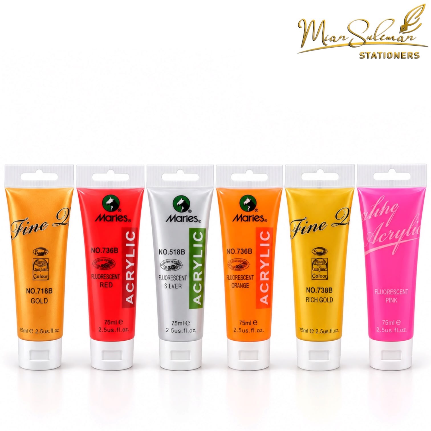 Maries Acrylic Paint Fine Quality Golden, Silver And Fluorescent Colors