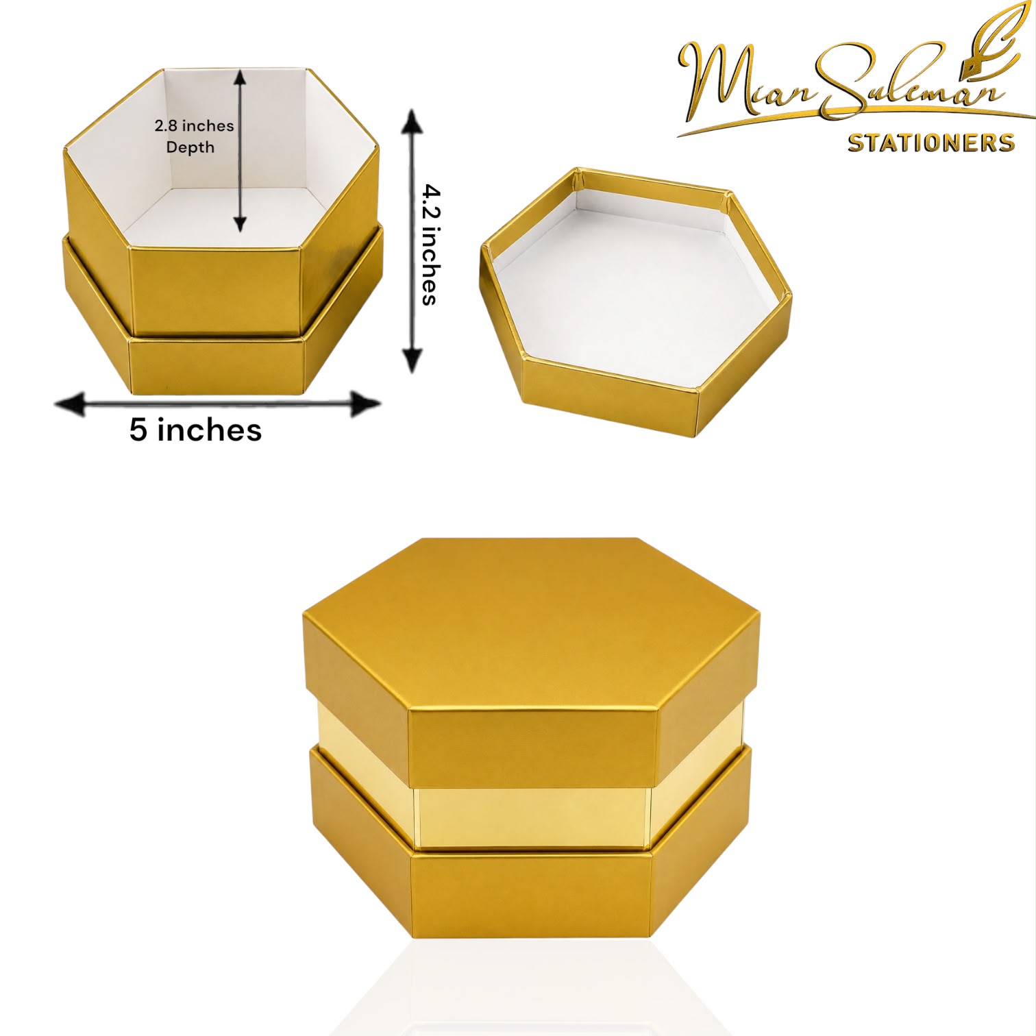 Octagonal Golden Plain Metal Tin Box