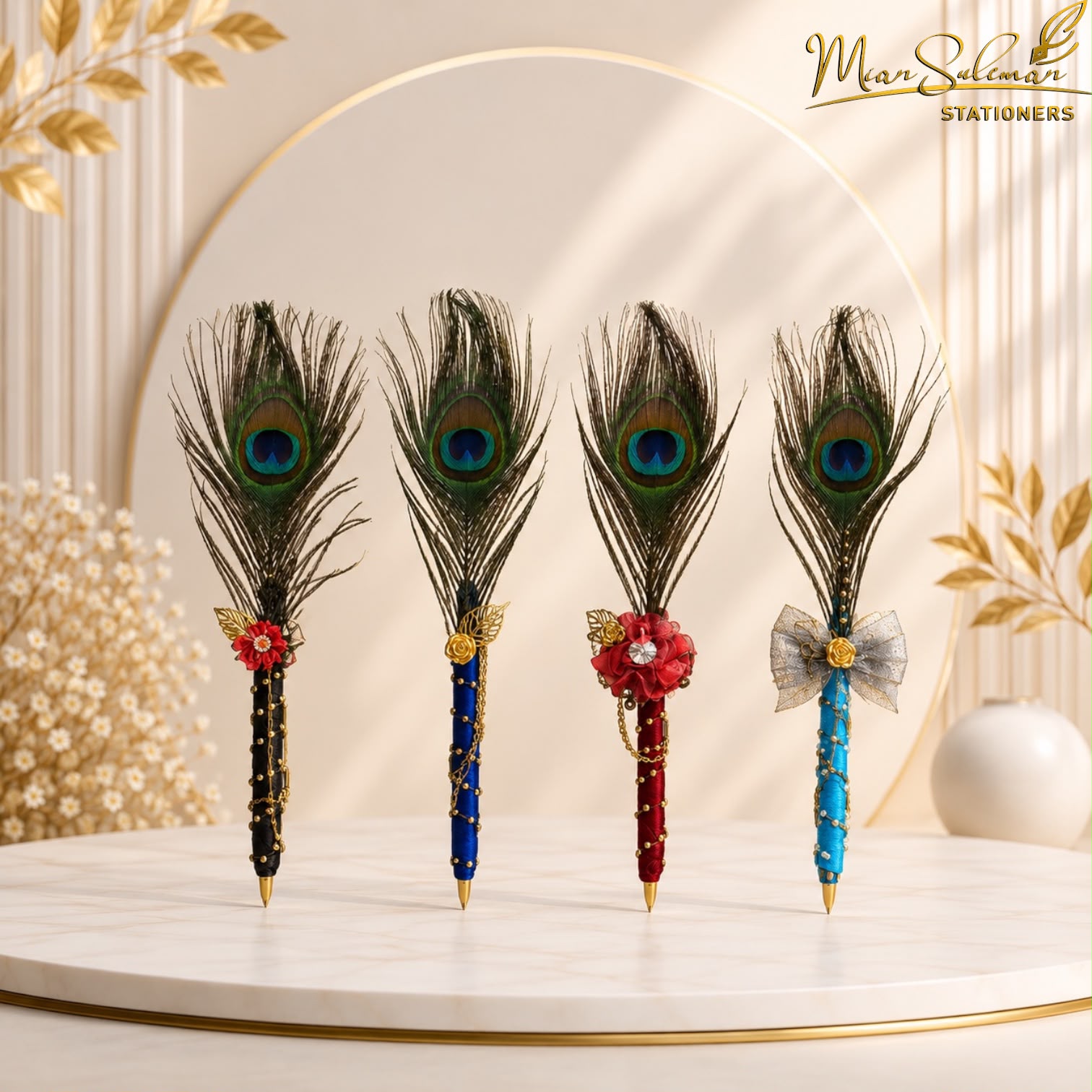 Peacock Feather Flower Design Nikkah Pen