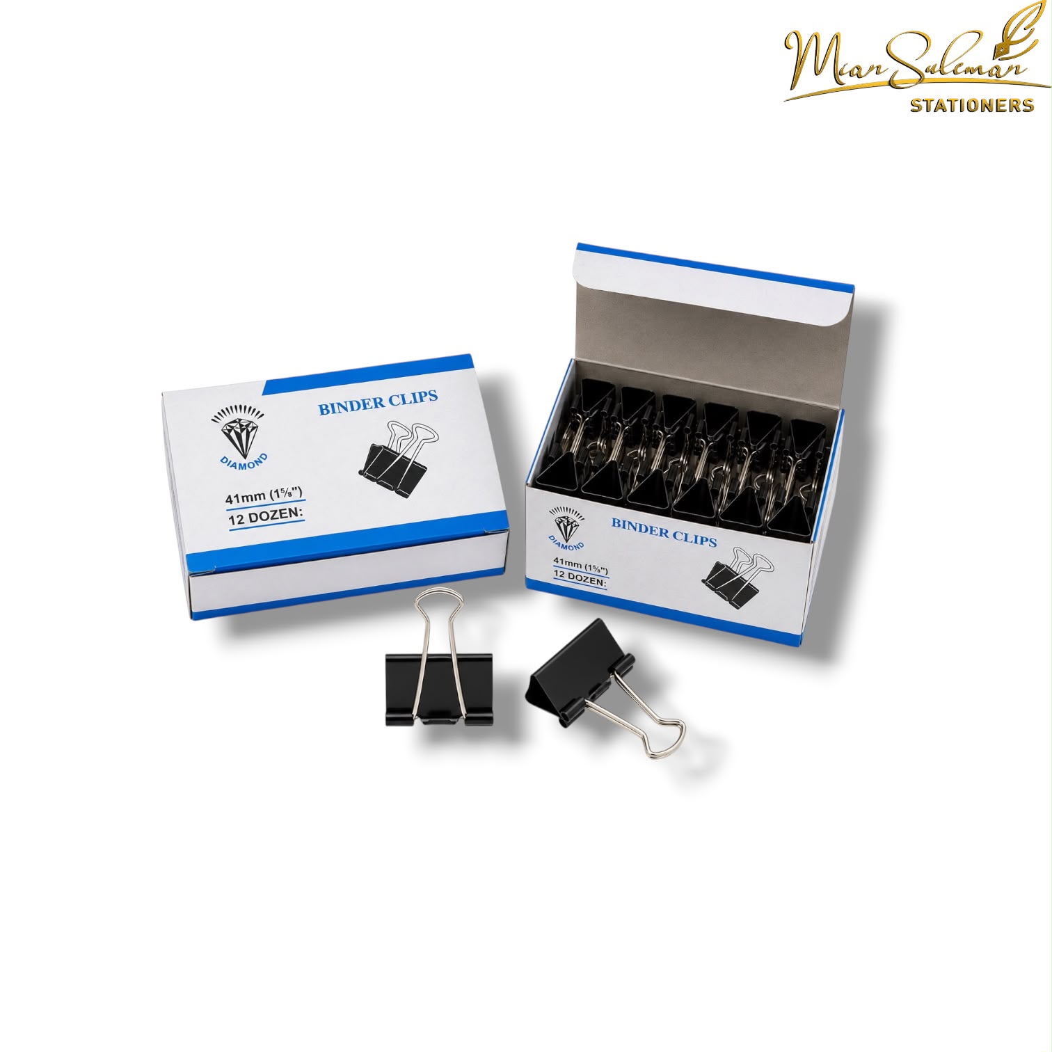 Diamond Binder Clip 41mm Width Pack Of 12Pcs