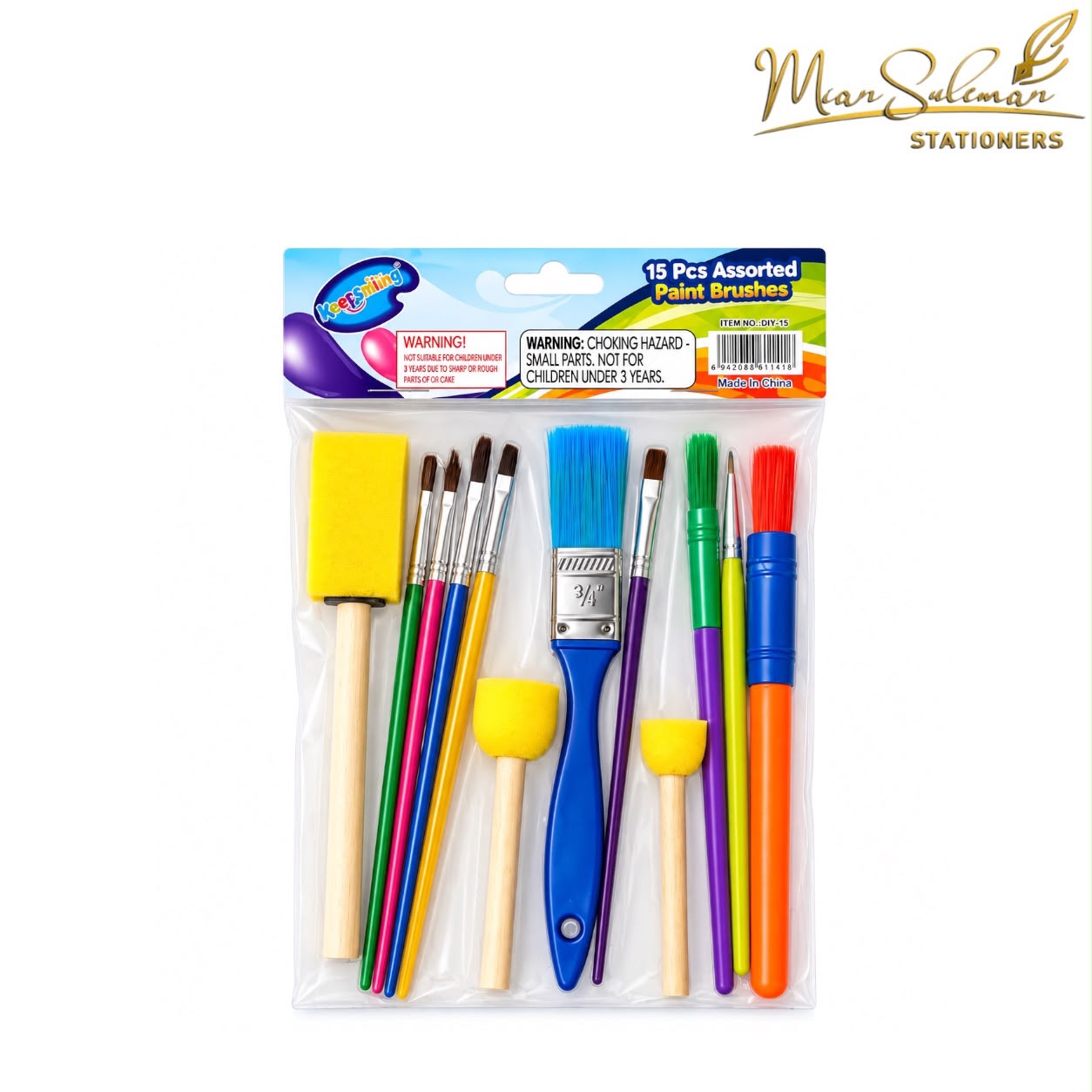 Keep Smiling Assorted Paint Brushes 15 Pcs Set