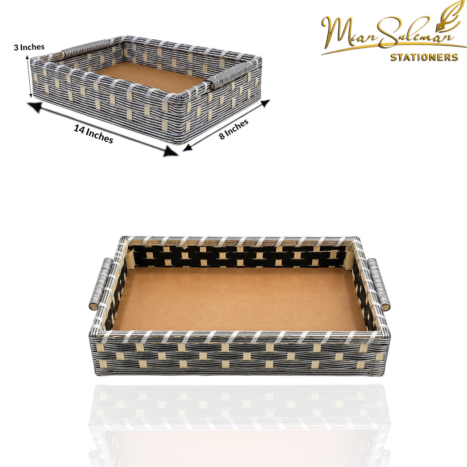 Rectangular Woven Cane Tray Basket
