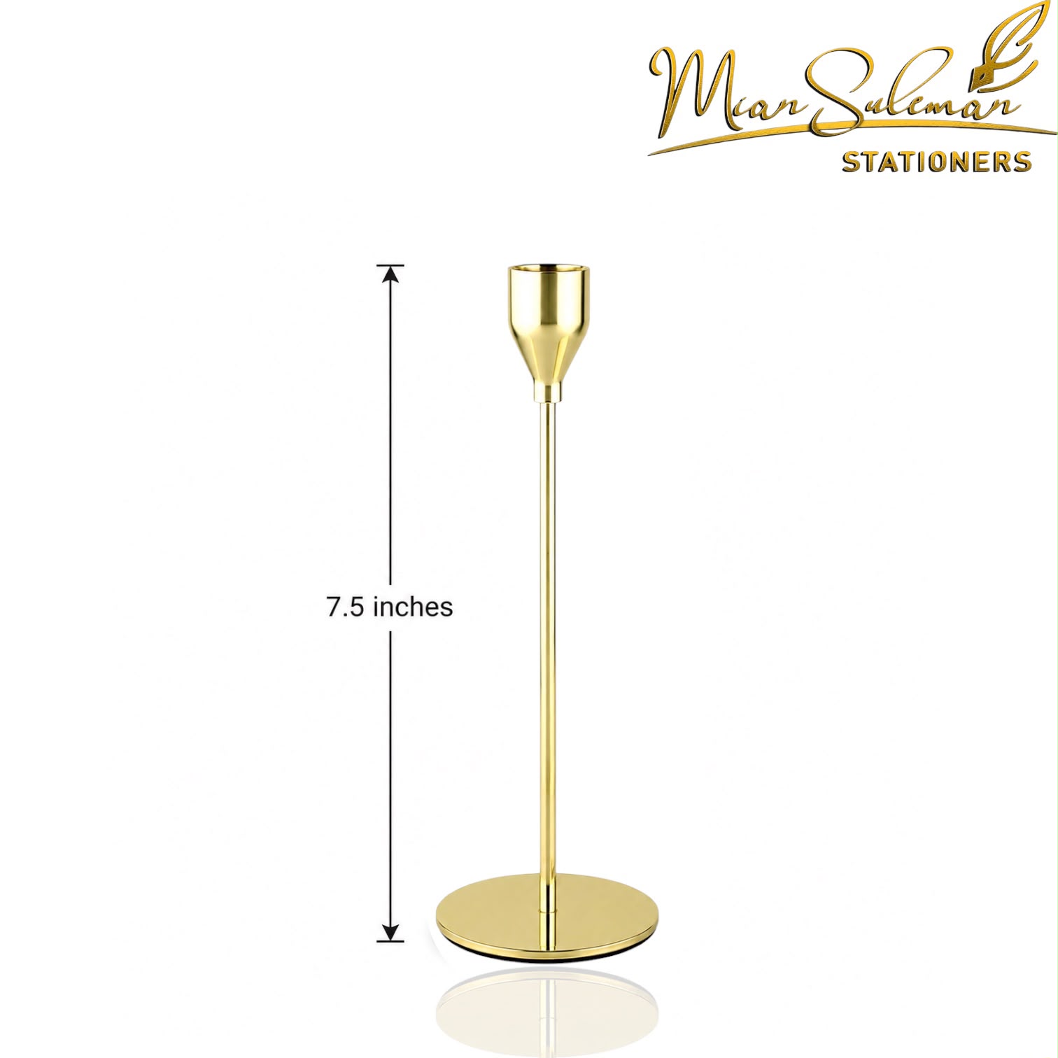 European Style Gold Metal Taper Candle Stick Holder 7.5 Inches
