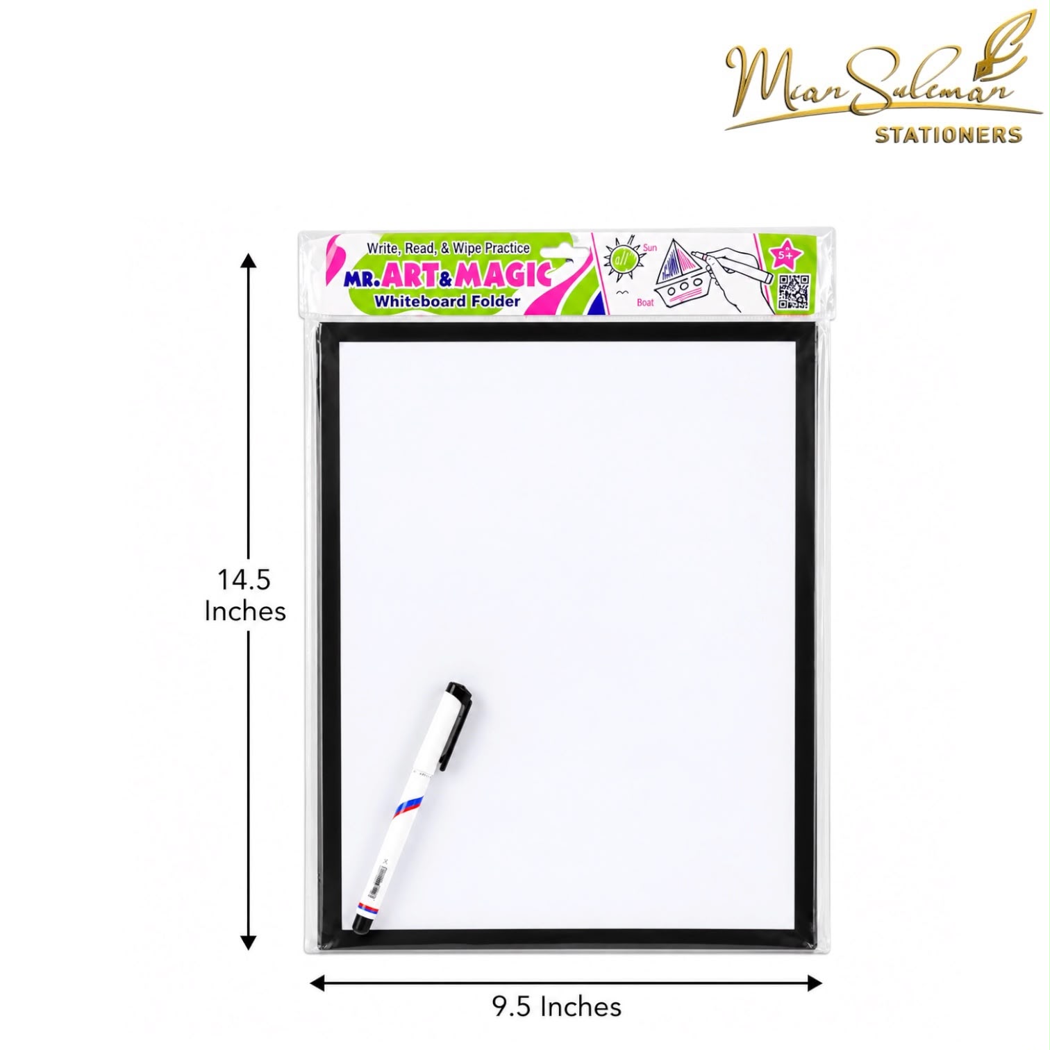 Double Sided White Board With Marker & Duster 14.5x9.5 Inches